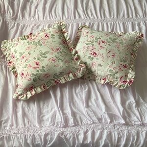 Simply Shabby Chic Rosalie Linen Blend Floral Roses Pillow Cover Pair Cream Pink